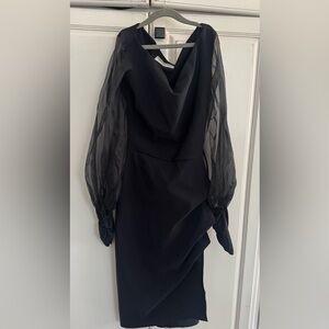 Chiara Boni Black Dress with Sheer Sleeves